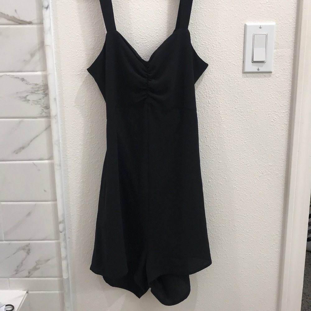 Black tie back romper